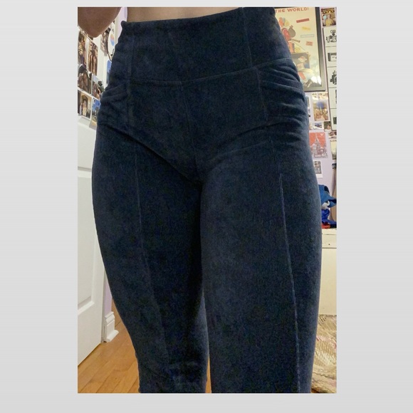 Athleta Navy Blue Velvet Leggings - Picture 2 of 5